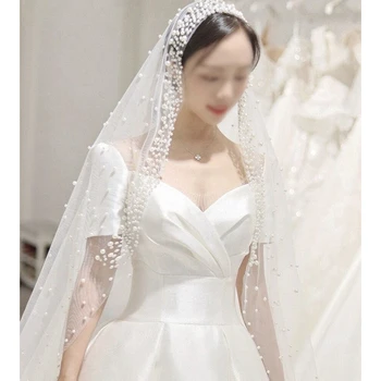 חבר חדש הגיע זמן החתונה רעלות פרל הינומה לשמלות כלה הינומה Vestido de noiva אביזרים החתונה הכלה mariage boda velos נוביה 2023